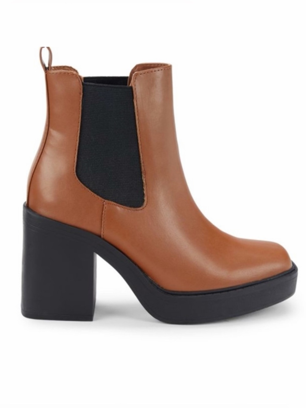 MIA Cognac Chelsea Block Heel Ankle Boots
